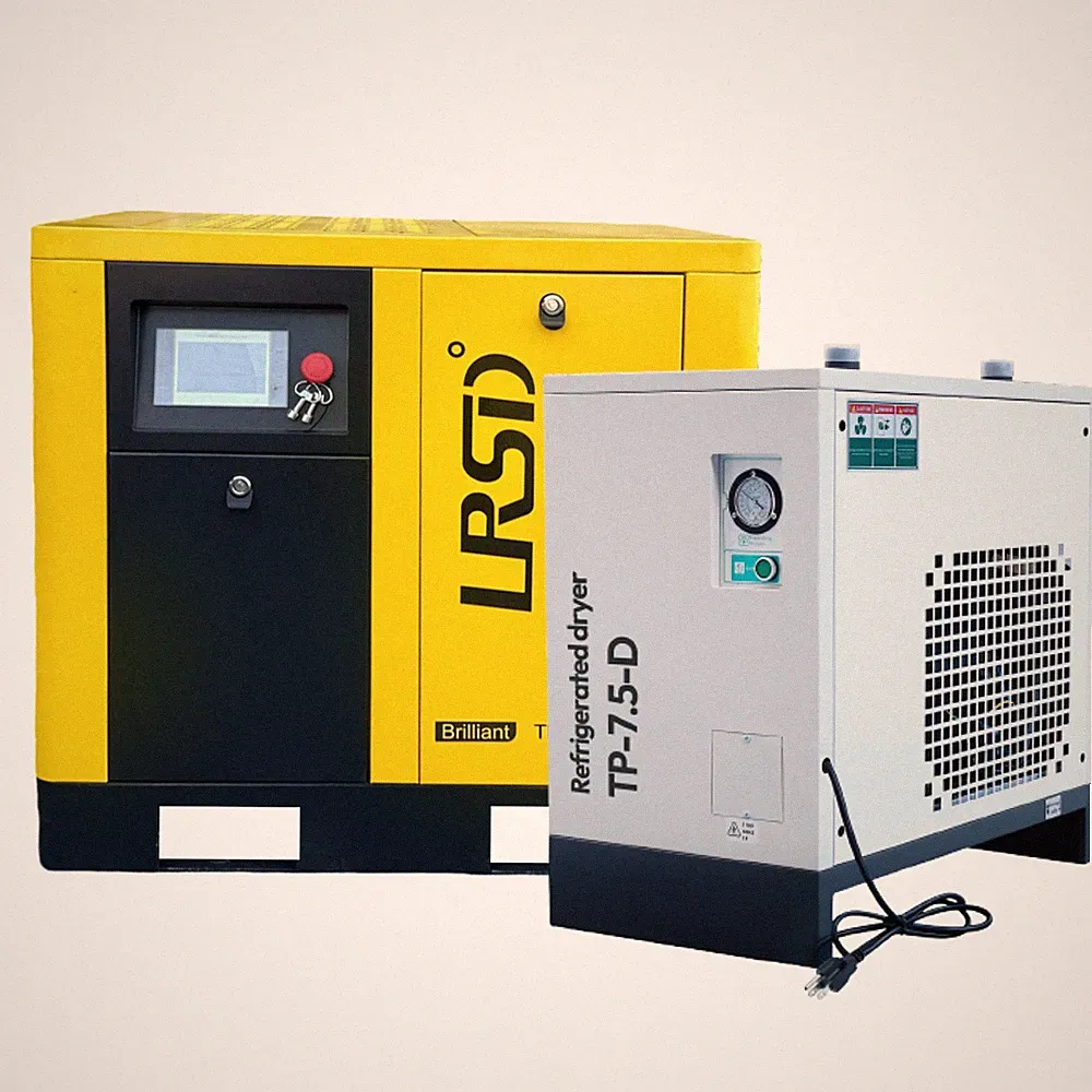 10 HP Rotary Screw Air Compressor VFD 230V With Single Phase Refrigerated Dryer
