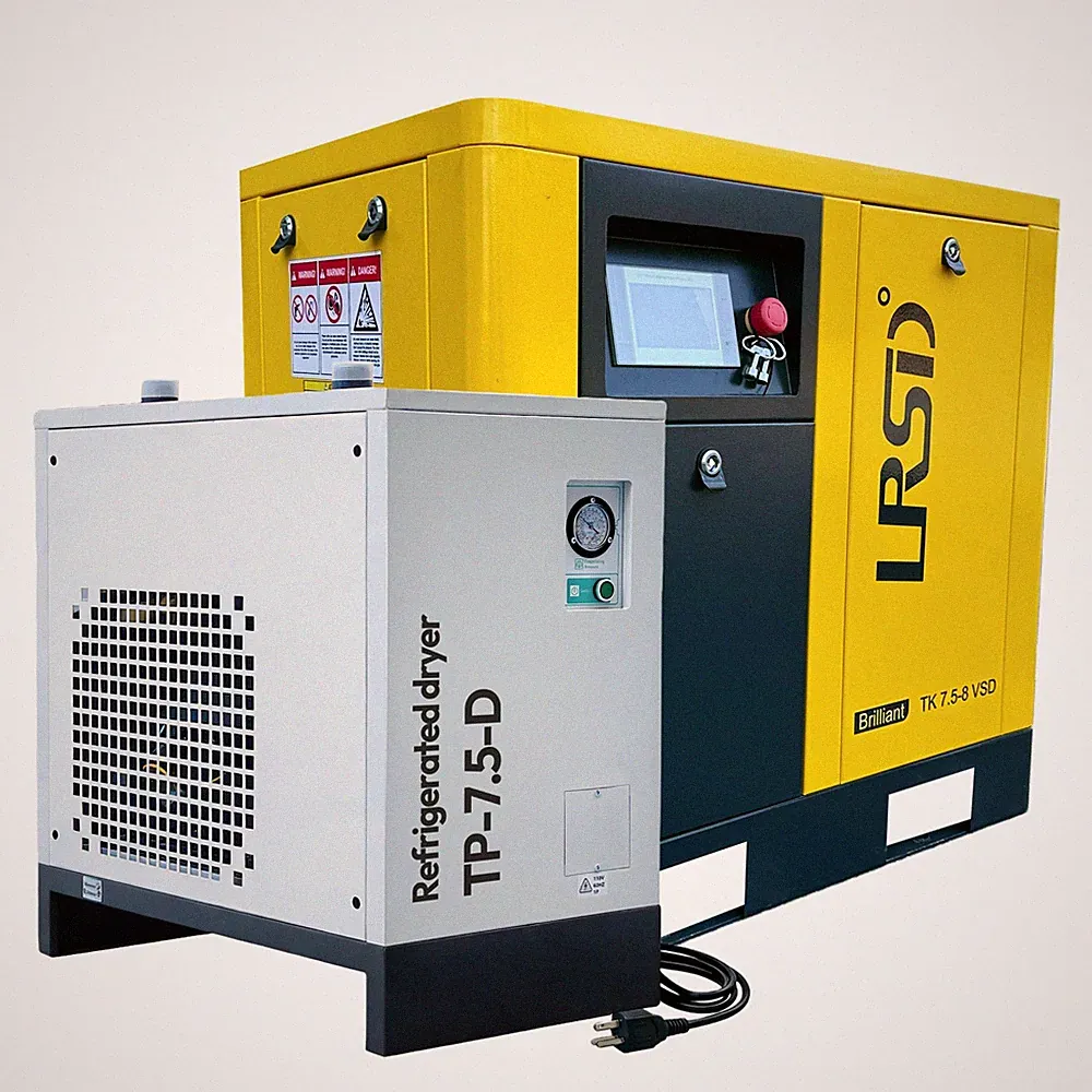 10HP Rotary Screw Air Compressor 3 Phase 460V W/ Single Phase Refrigerated Dryer