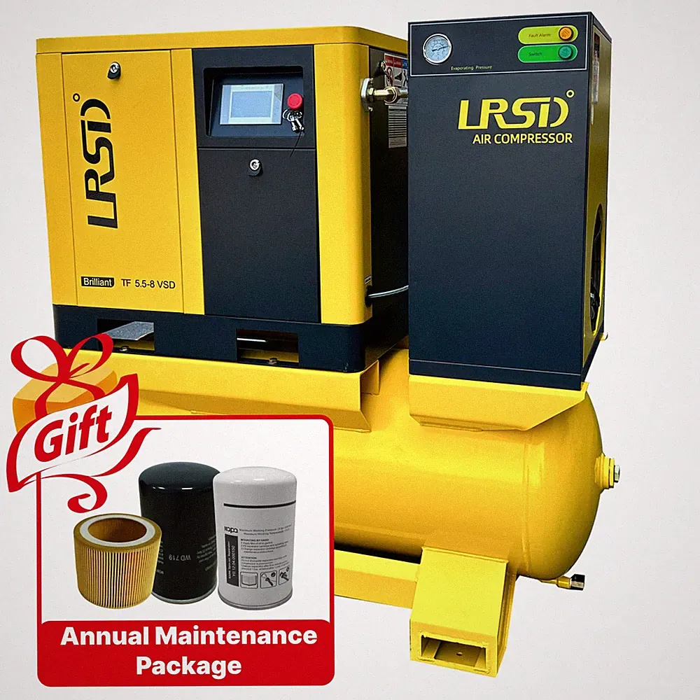 7.5HP 230V 4in1 Integrated Rotary Screw Air Compressor+ Air Dryer+ ASME Air Tank