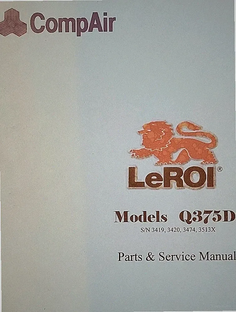 Le ROI Q375D HQ375D Rotary Screw Portable Air Compressor Owner & Service Manual
